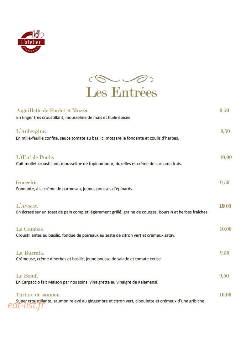 L'Atelier — carte page 2