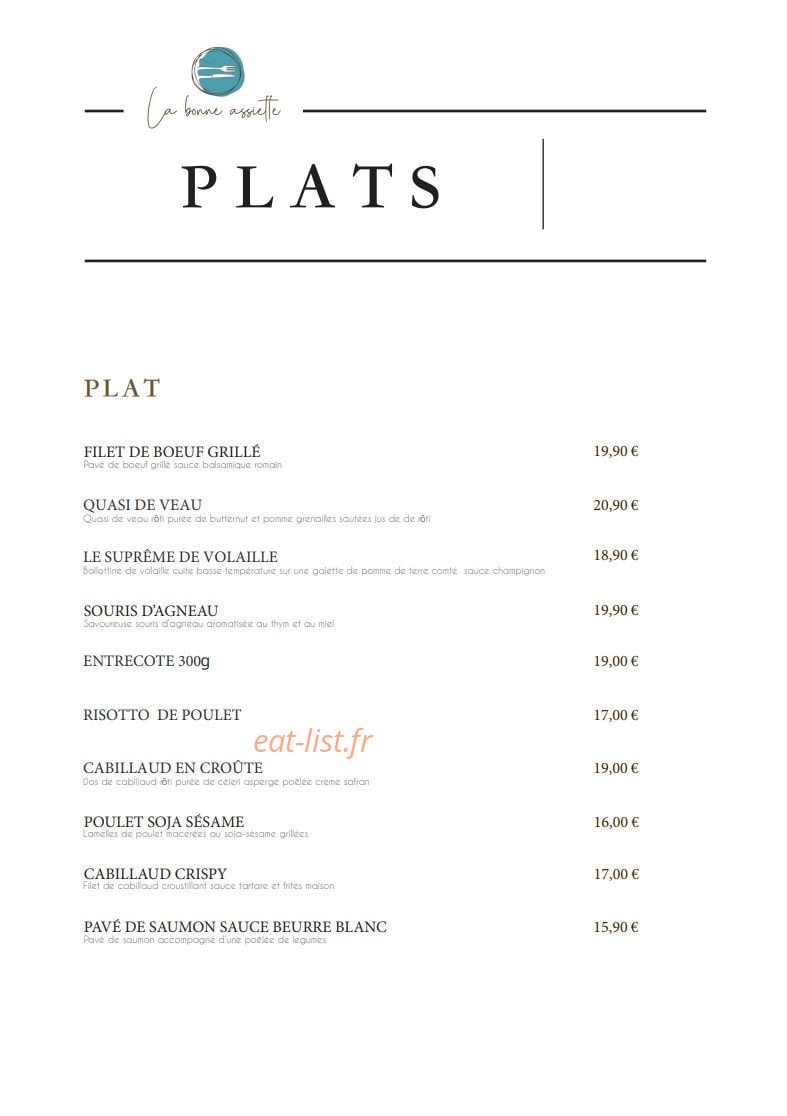 La Bonne Assiette — carte page 3