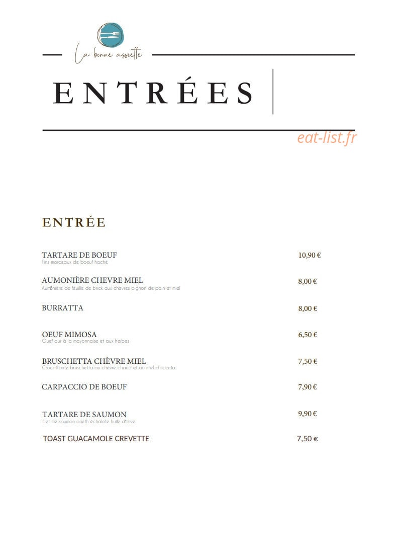 La Bonne Assiette — carte page 2
