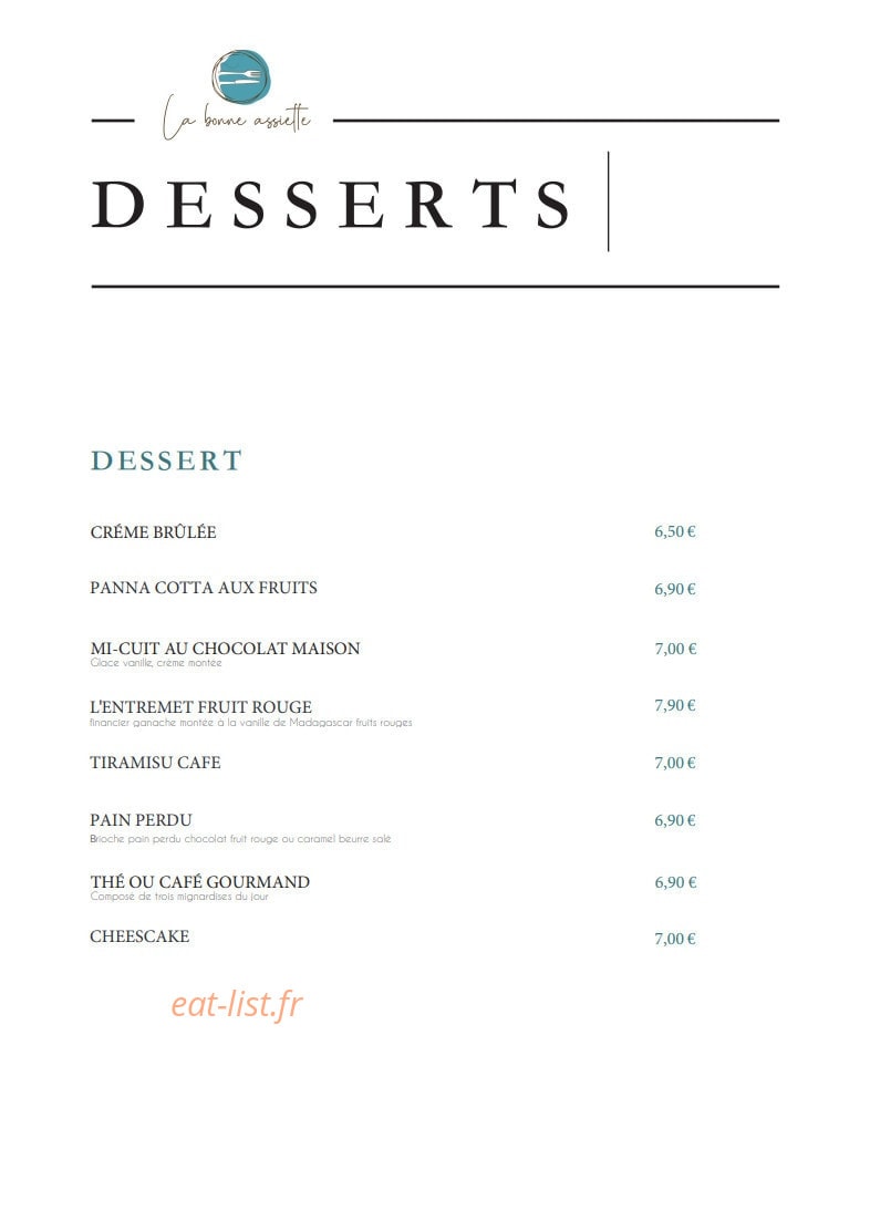 La Bonne Assiette — carte page 6