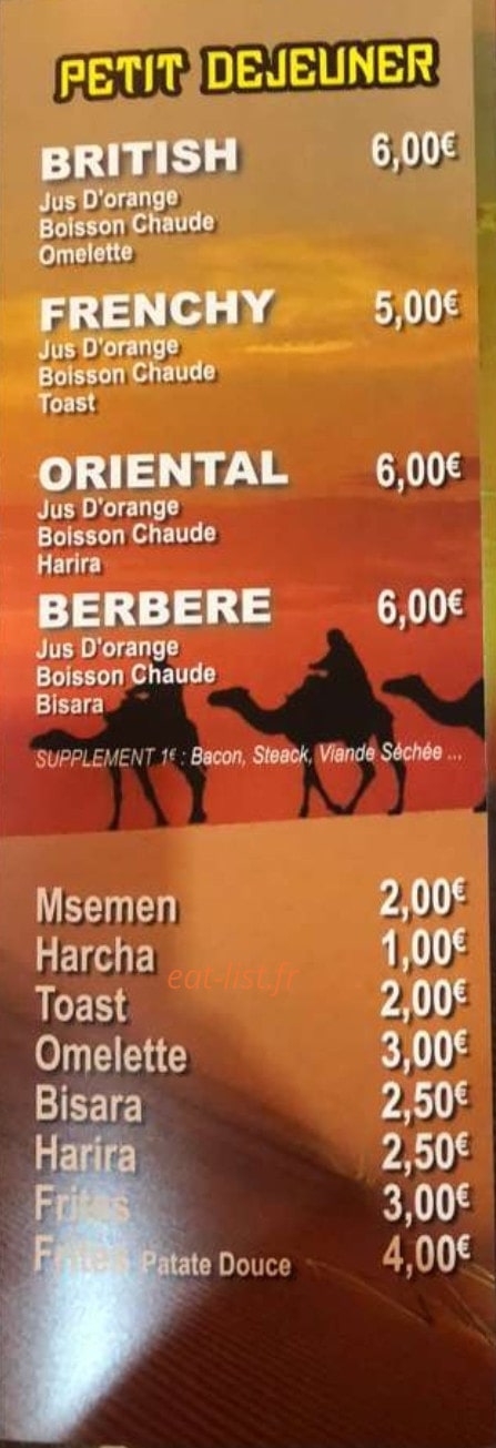 La Cantine de Béni — carte page 1