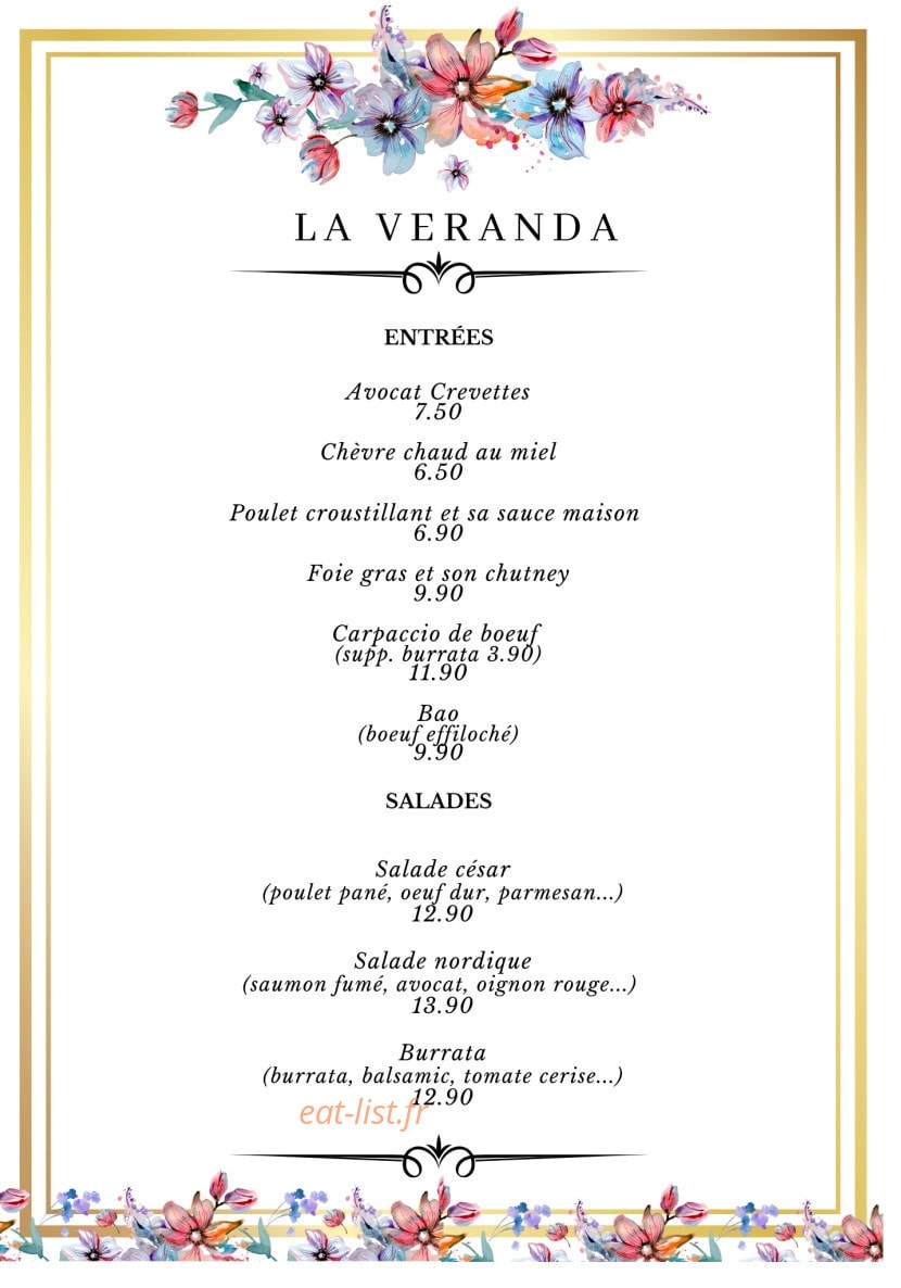 La Veranda — carte page 1