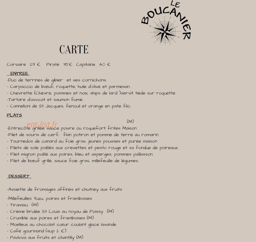 Le Boucanier — carte page 1