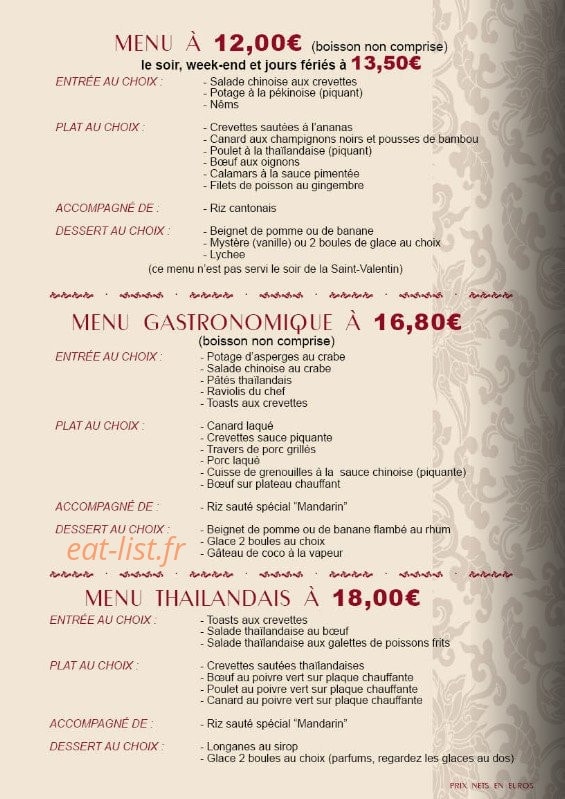 Le Mandarin — carte page 12