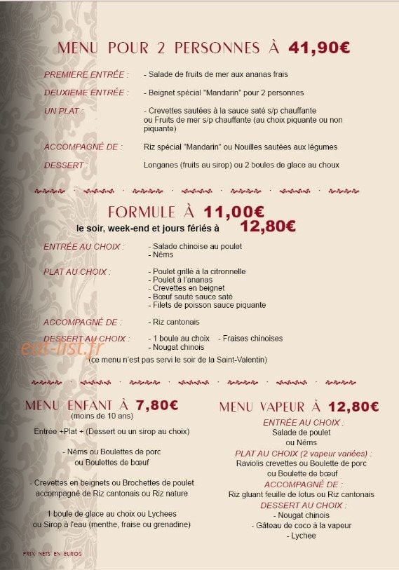 Le Mandarin — carte page 13
