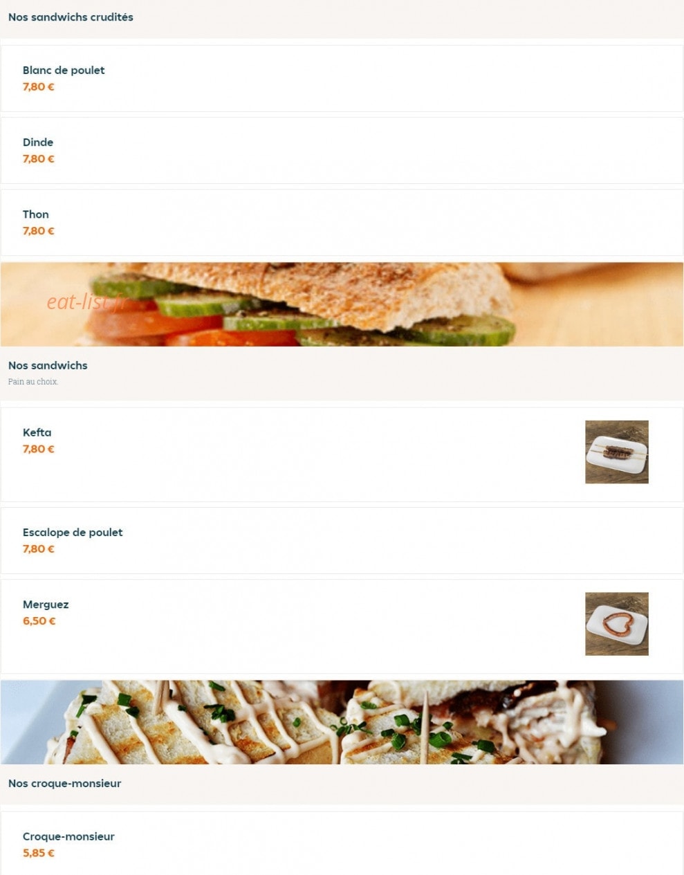 Carte et menu de O'braisé à Mantes la Jolie — Les sandwichs
