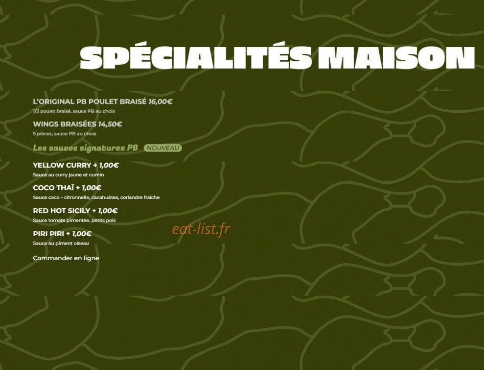 Carte et menu de PB Poulet Braisé à Mantes la Jolie — Les spécialités