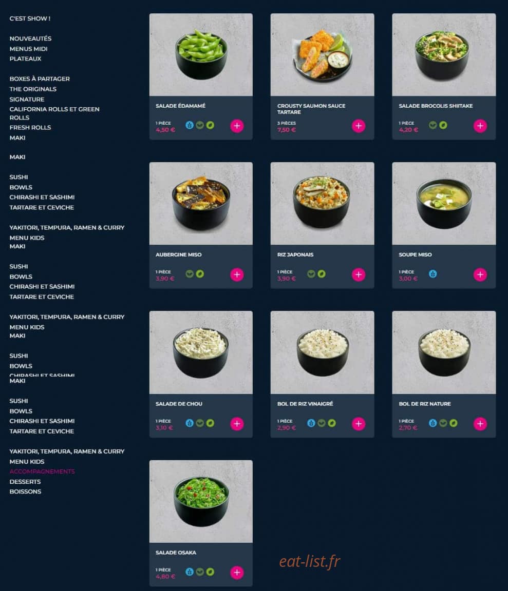 Carte et menu de Planet Sushi à Mantes la Jolie — Les accompagnements