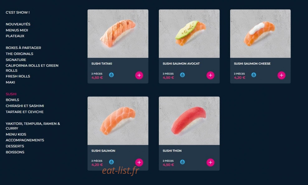 Carte et menu de Planet Sushi à Mantes la Jolie — Les sushis