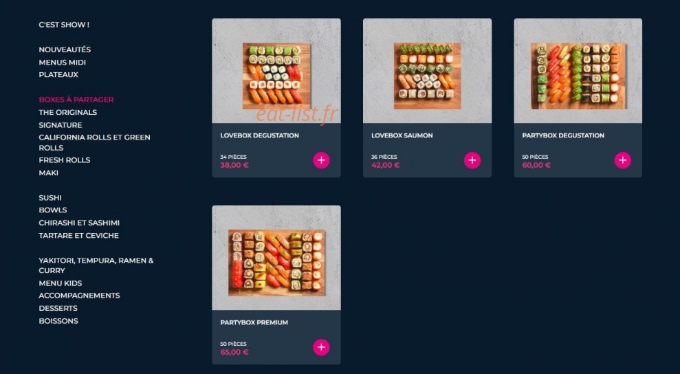 Carte et menu de Planet Sushi à Mantes la Jolie — Les boxes à partager