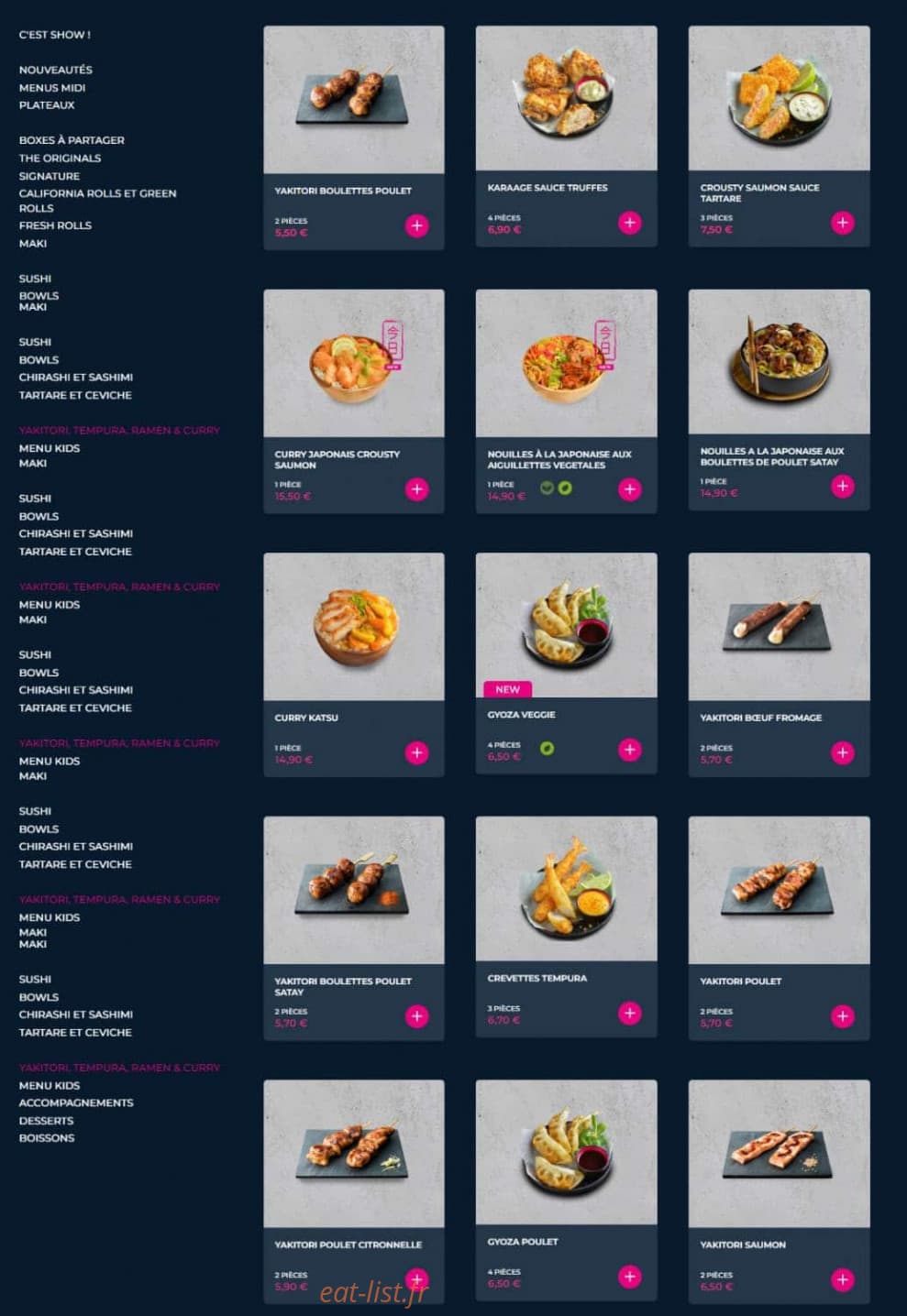 Carte et menu de Planet Sushi à Mantes la Jolie — Les ramens, yakitoris, …