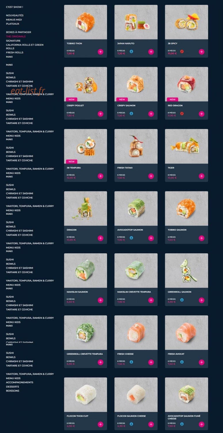 Carte et menu de Planet Sushi à Mantes la Jolie — The originals
