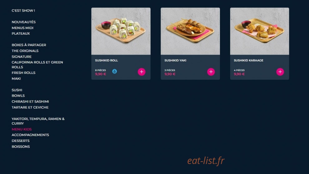 Carte et menu de Planet Sushi à Mantes la Jolie — Les menus kids
