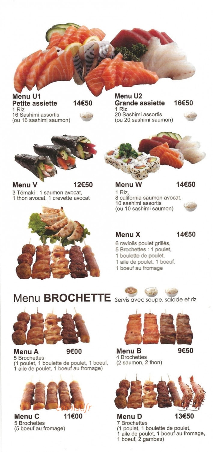 Carte et menu de Planète Du Kyodai à Mantes la Jolie — Les menus brochette
