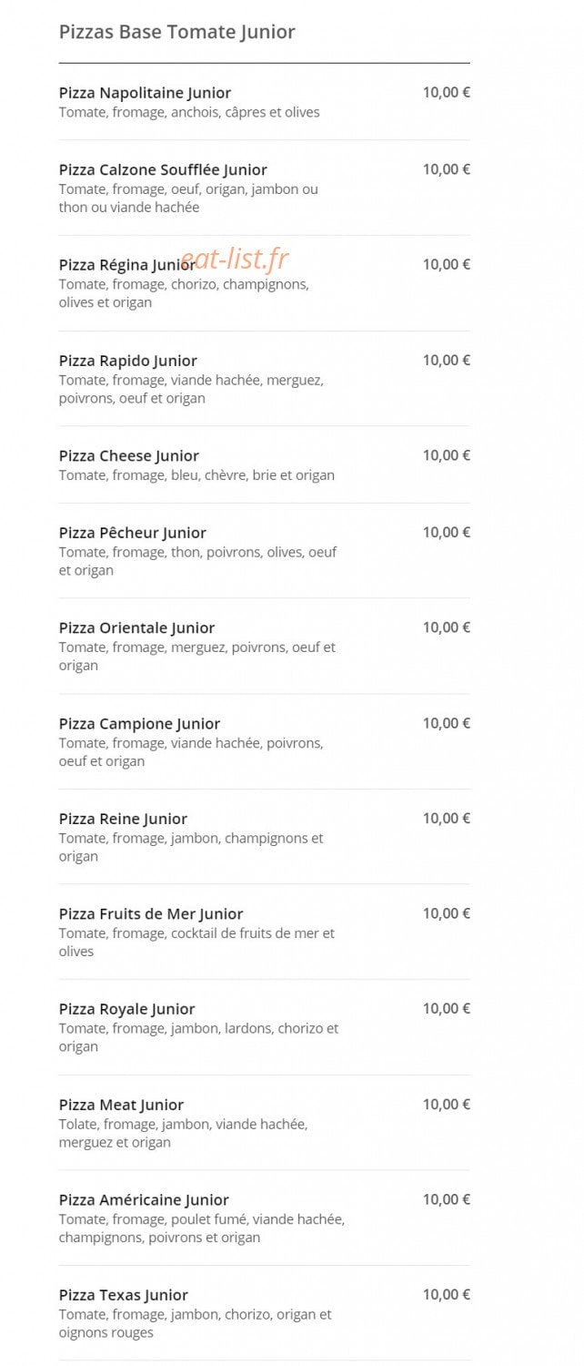 Rapido pizza — carte page 3