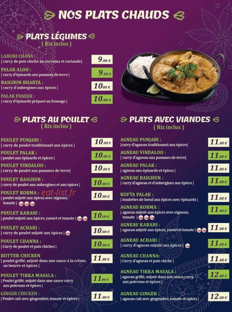 Carte et menu de Tandoori House à Mantes la Jolie — plats