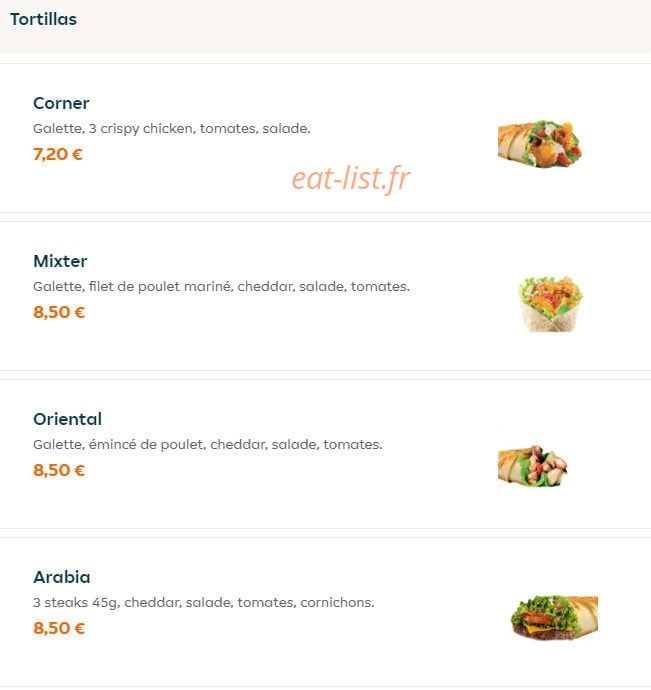 Chicken Corner — carte page 9