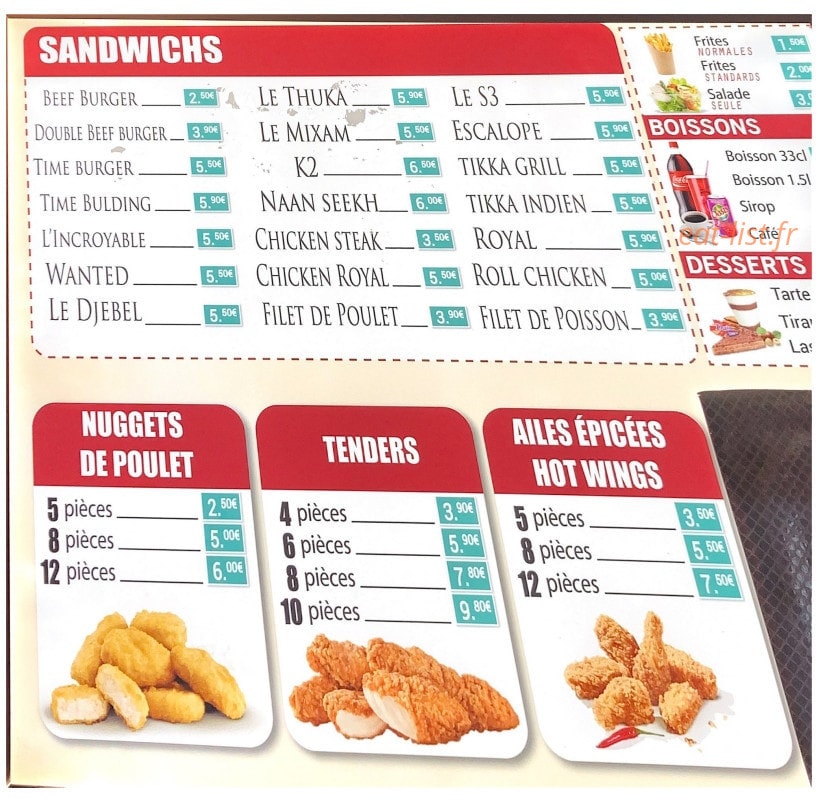 Chicken Riz — carte page 9