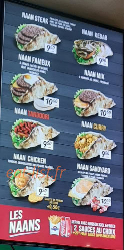 Carte et menu de Food station à Mantes la Ville — Les naans