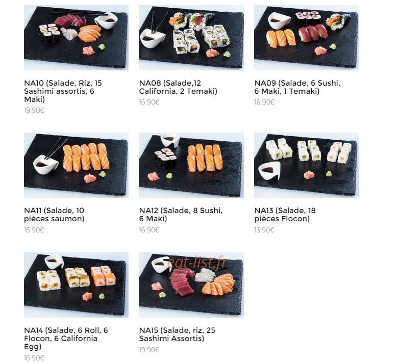 Carte et menu de Nah Sushi à Mantes la Ville — Les menus poissons (suite)