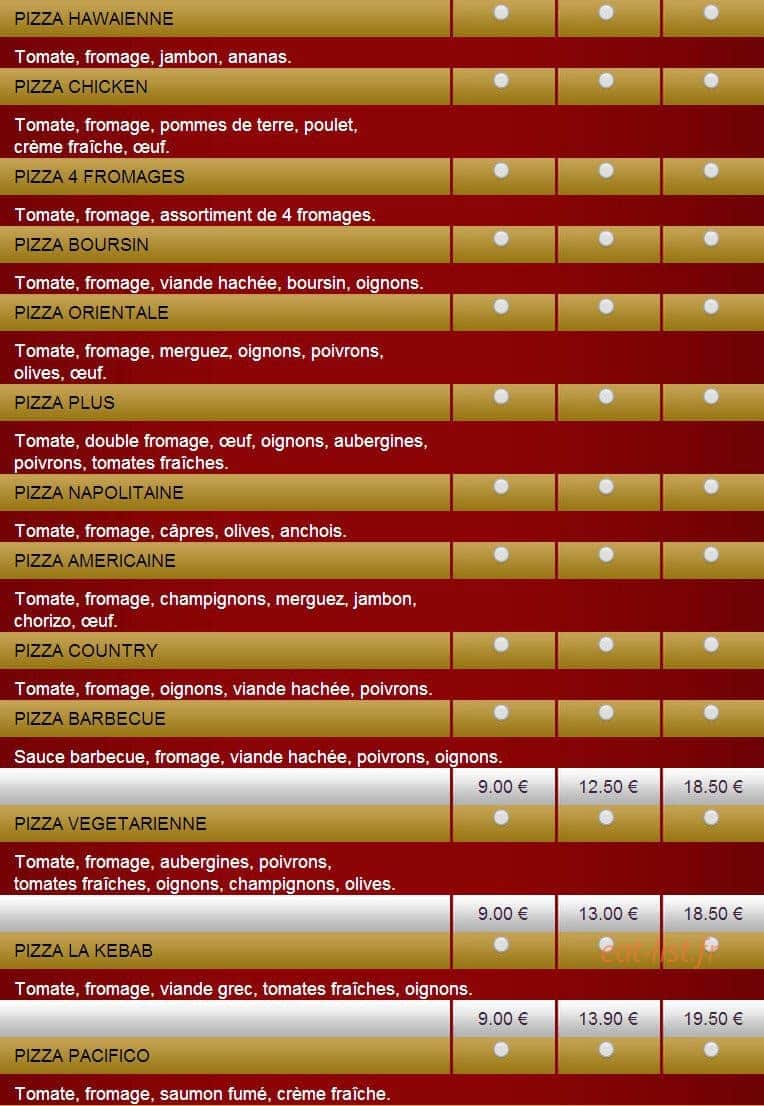 Allo Pizza Plus — carte page 2