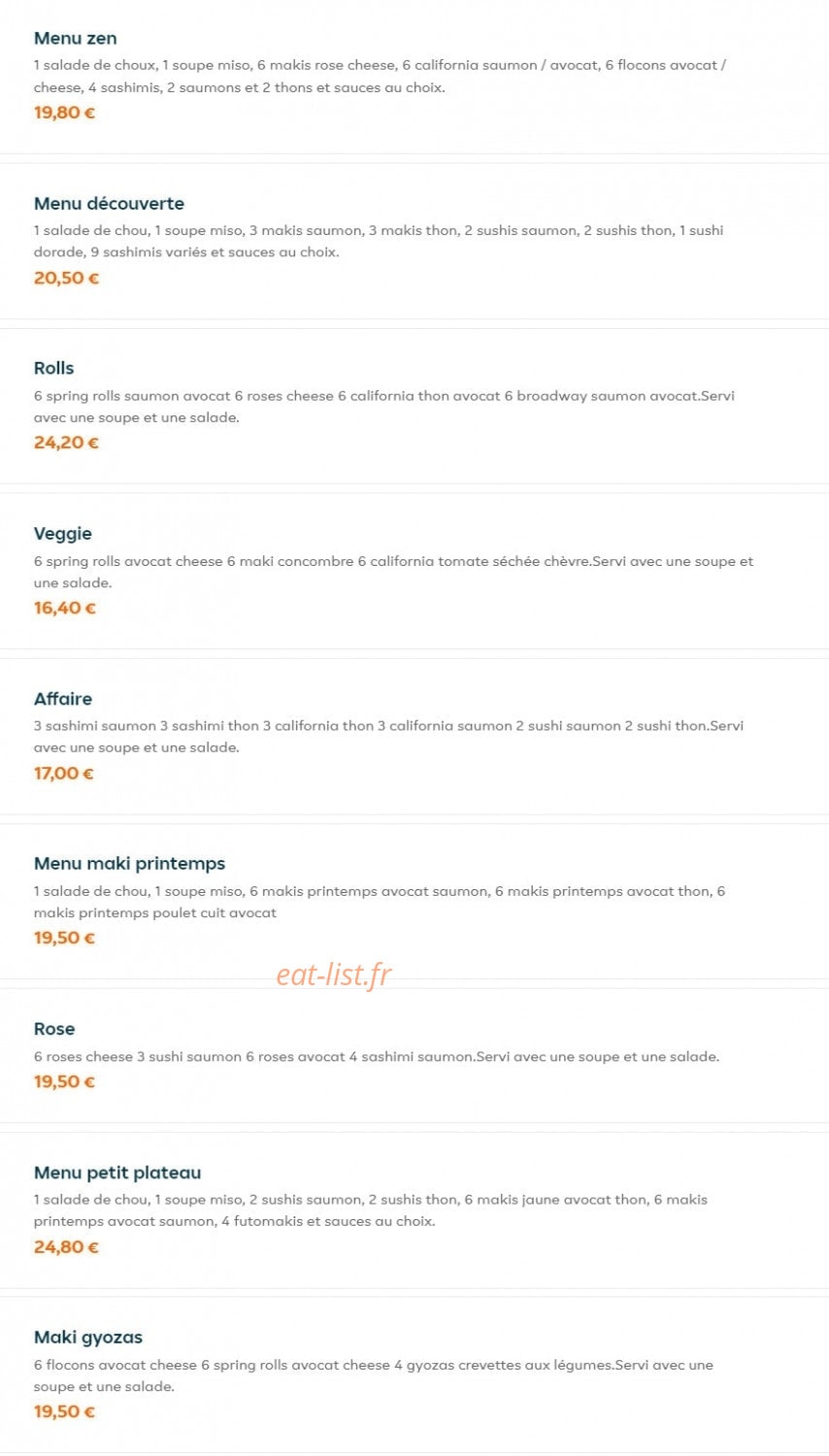 Fresh Lounge Sushi — carte page 27