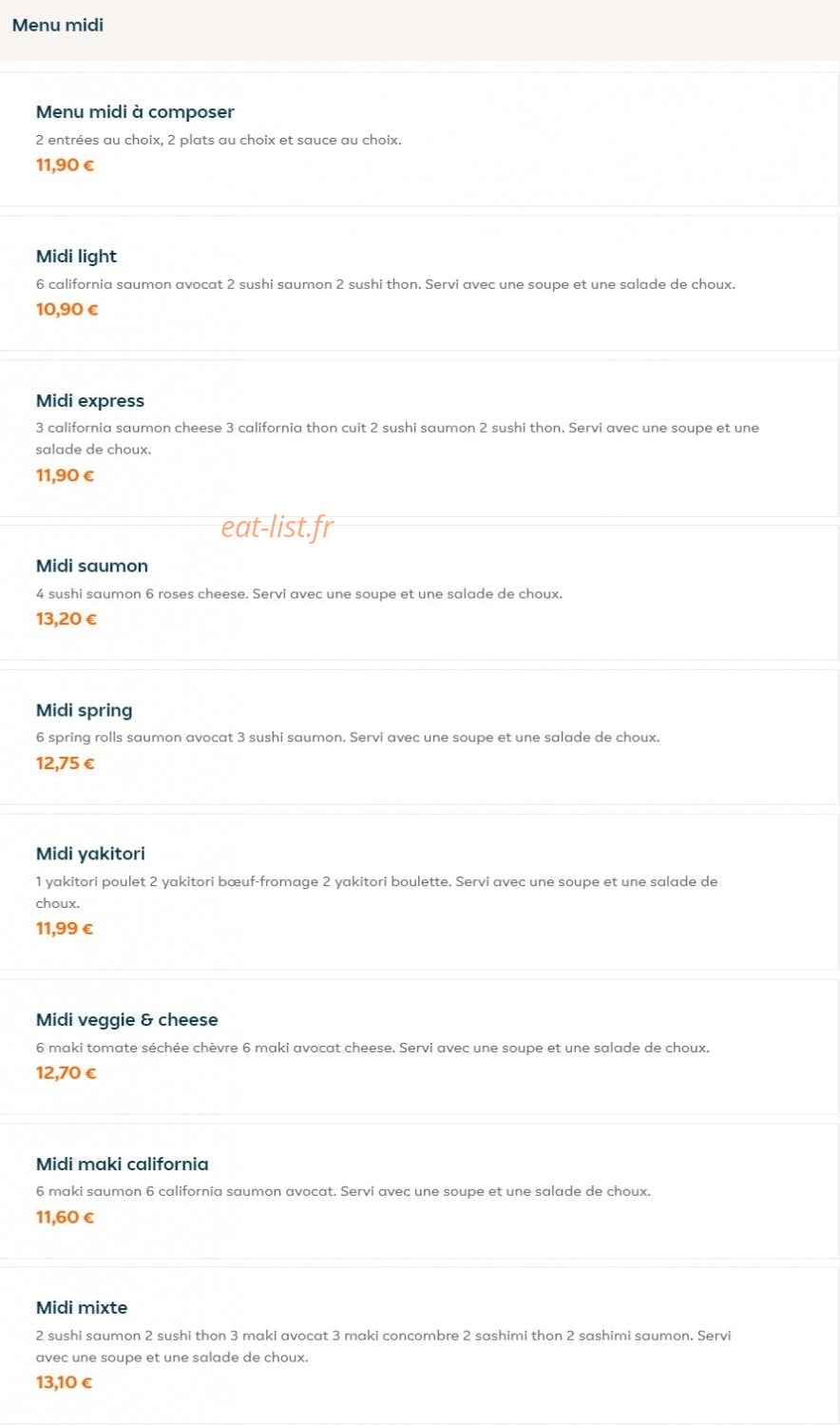 Fresh Lounge Sushi — carte page 24