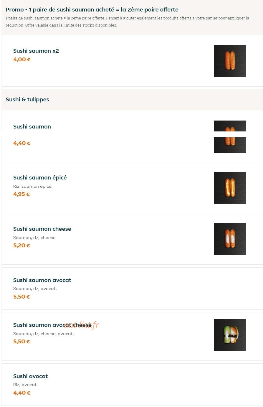 Fresh Lounge Sushi — carte page 1