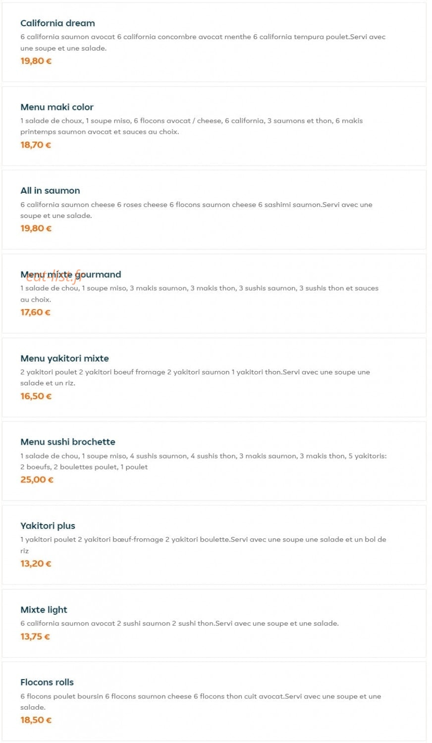 Fresh Lounge Sushi — carte page 28