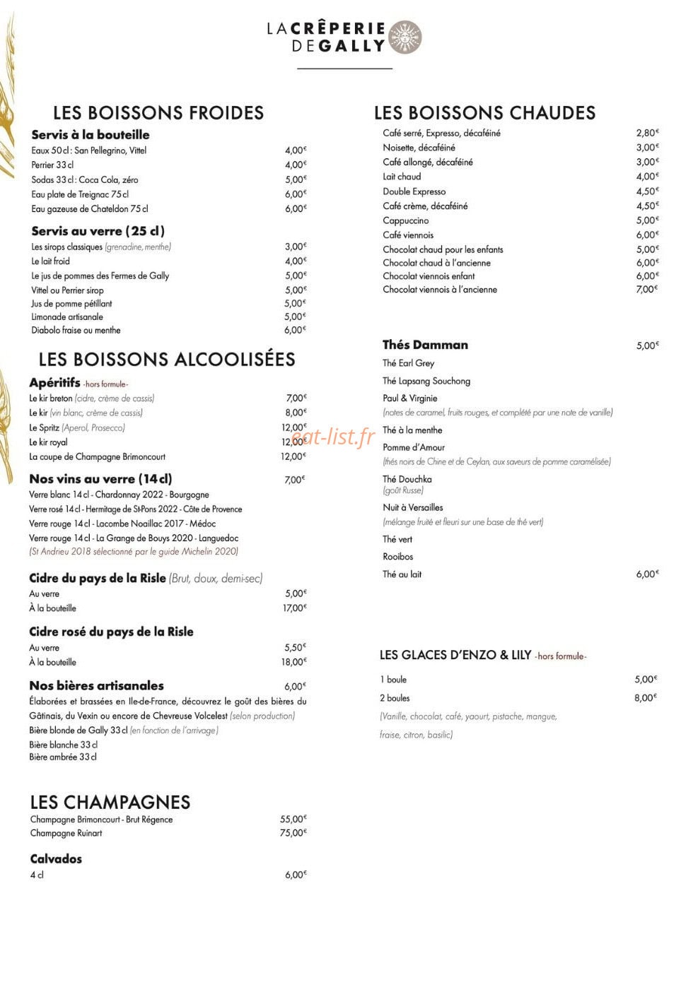 La Crêperie de Gally — carte page 2