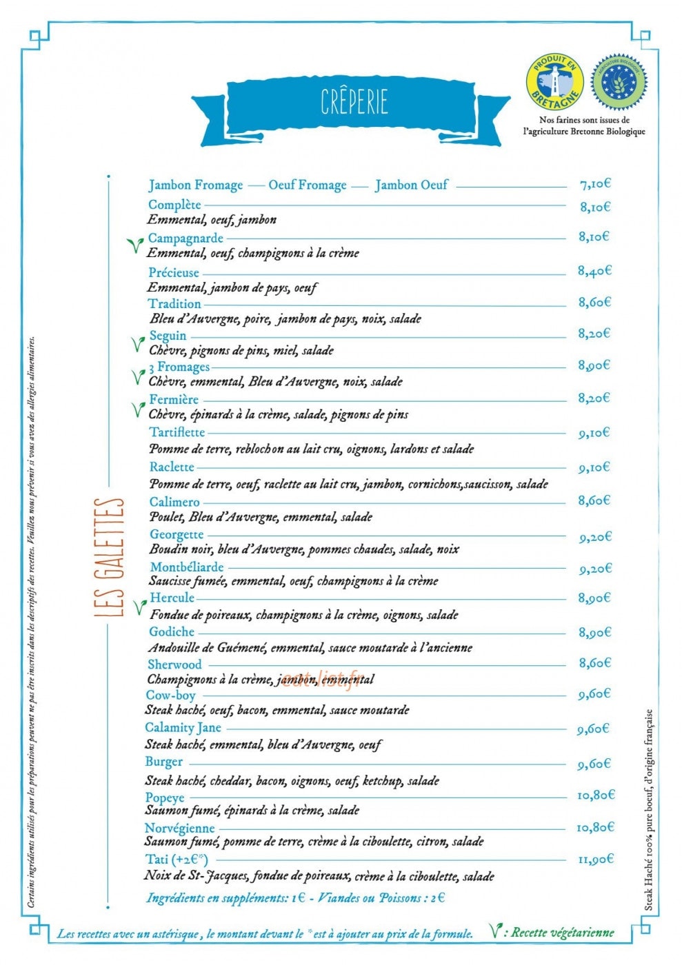 Le Comptoir Breto — carte page 2