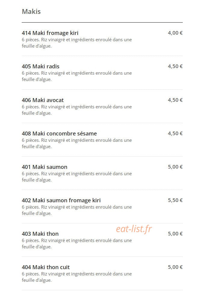 Mak Sushi — carte page 12