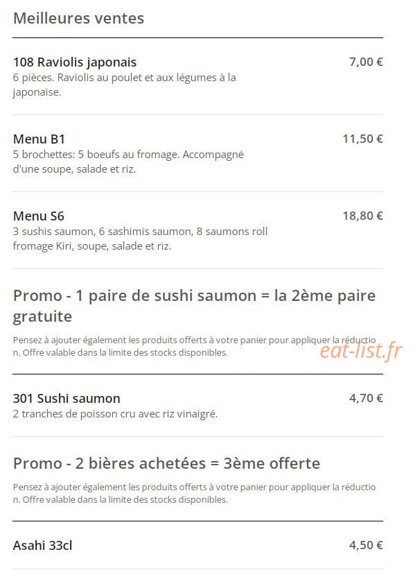 Mak Sushi — carte page 1