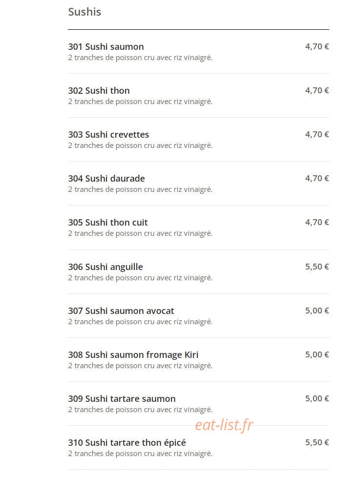 Mak Sushi — carte page 10