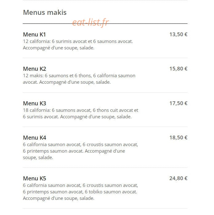 Mak Sushi — carte page 3
