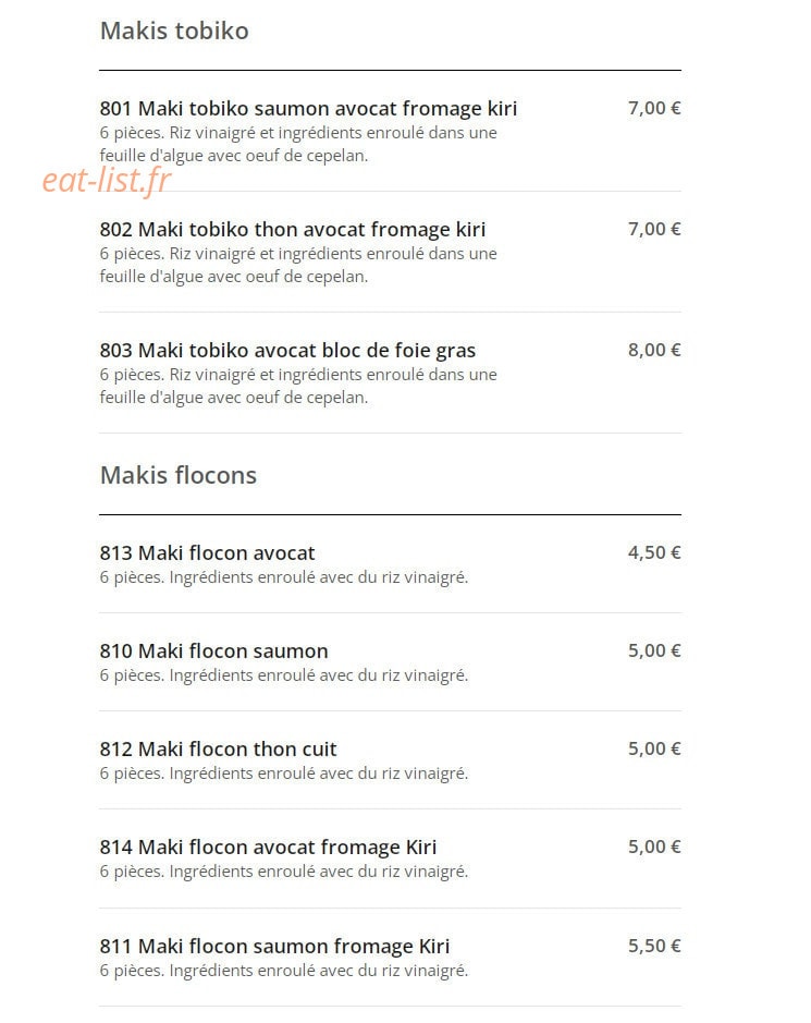 Mak Sushi — carte page 14