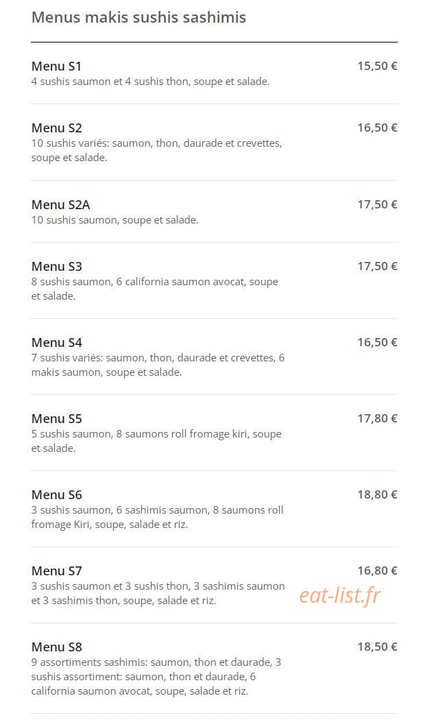 Mak Sushi — carte page 2
