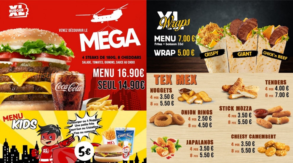 Xl Burger — carte page 3