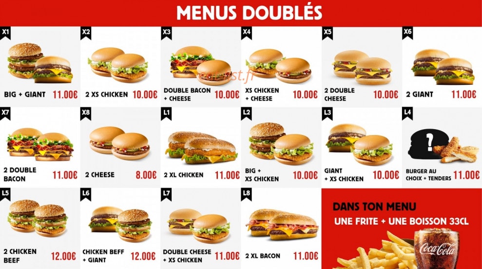 Xl Burger — carte page 2