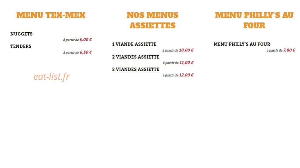 King Food — carte page 1