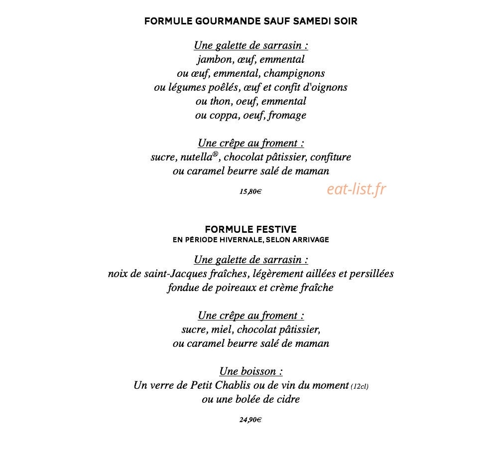 Les crêpes à Maman — carte page 2
