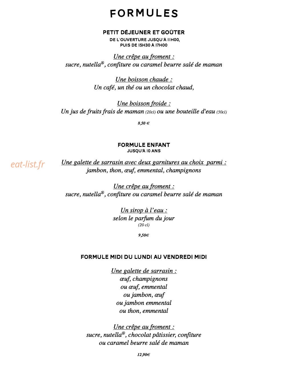 Les crêpes à Maman — carte page 1