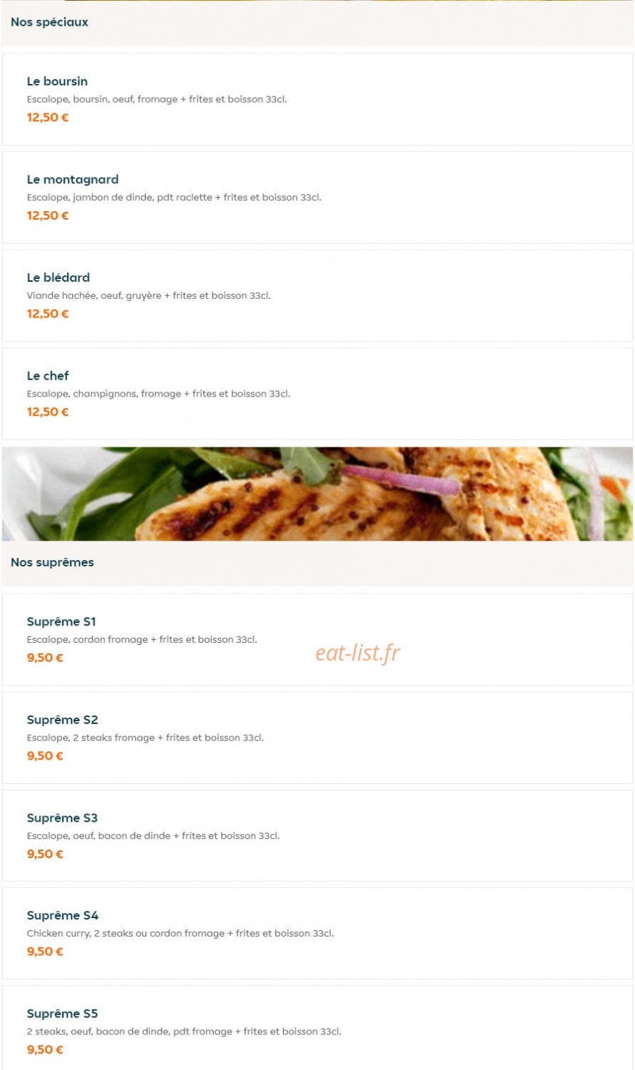 Chicken Benettes — carte page 4