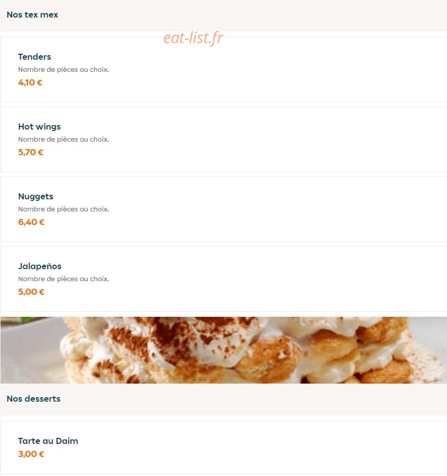 Chicken Benettes — carte page 7