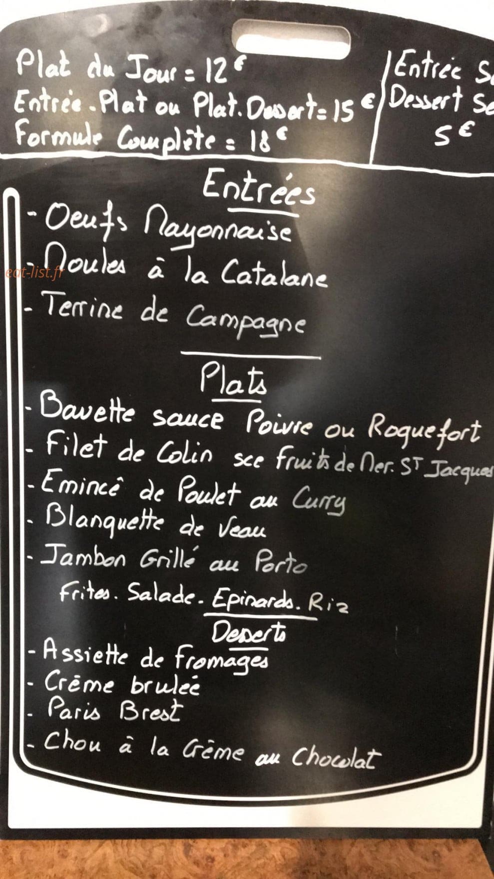 L'Ermitage Café — carte page 1