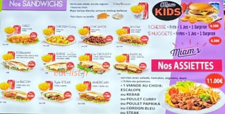 Miam's — carte page 1