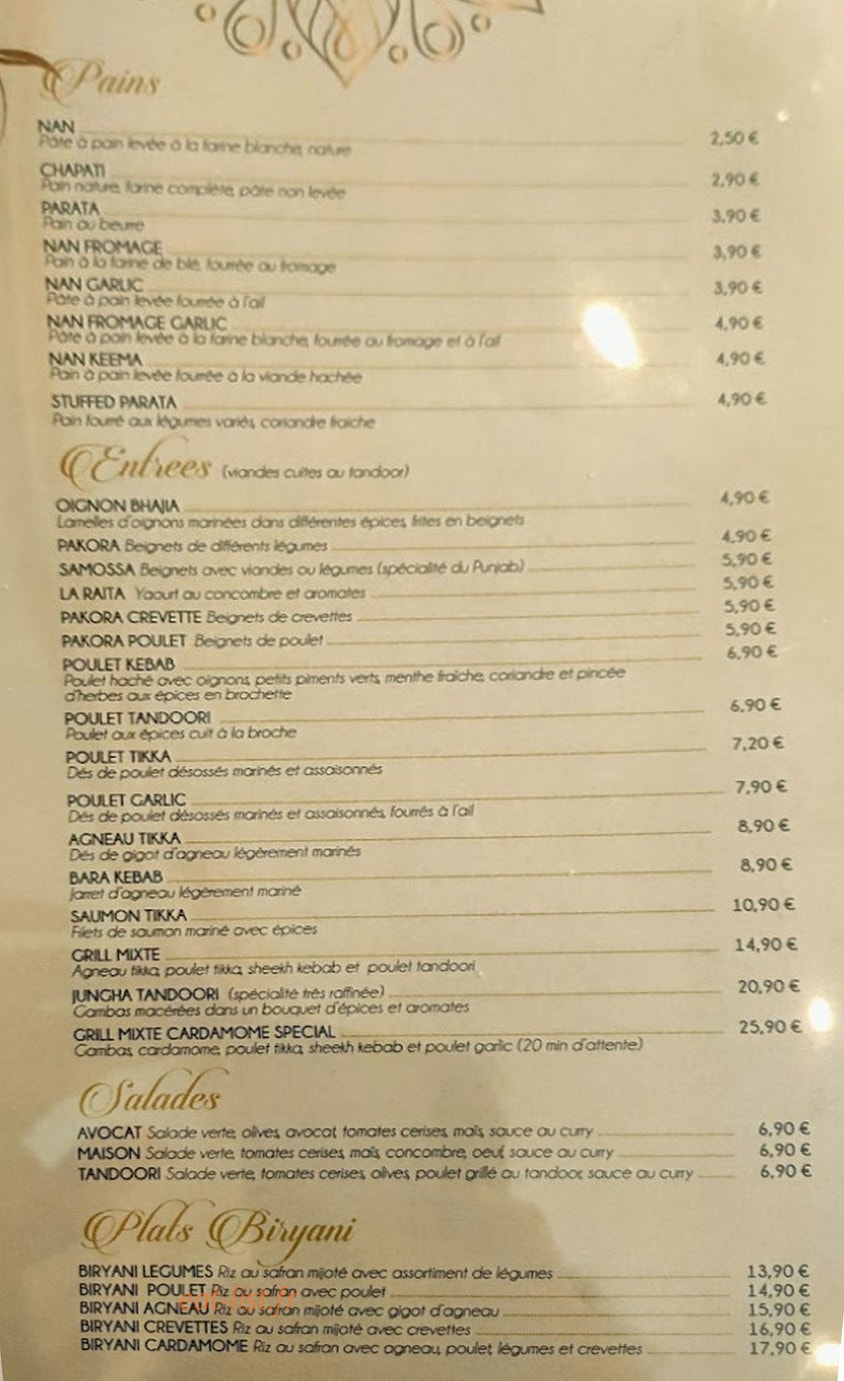 La cardamome — carte page 1