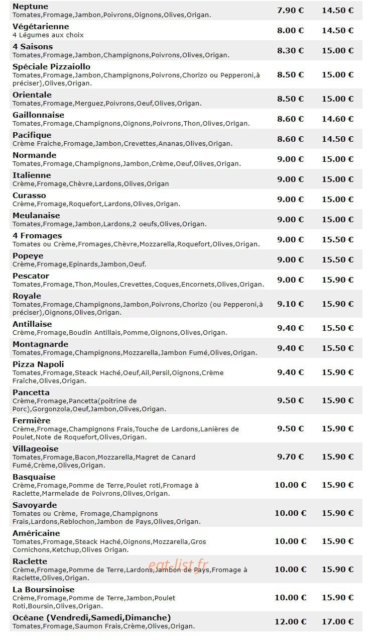 Pizza Napoli — carte page 2