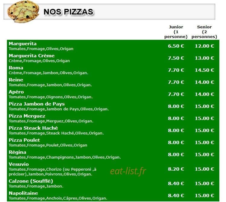 Pizza Napoli — carte page 1