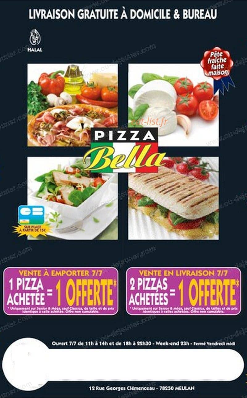 Bella Pizza — carte page 1